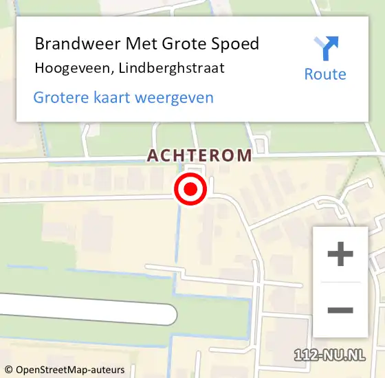 Locatie op kaart van de 112 melding: Brandweer Met Grote Spoed Naar Hoogeveen, Lindberghstraat op 10 augustus 2022 06:00