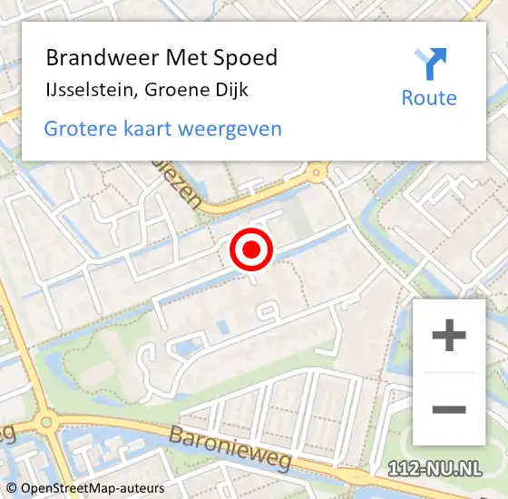 Locatie op kaart van de 112 melding: Brandweer Met Spoed Naar IJsselstein, Groene Dijk op 10 augustus 2022 06:16