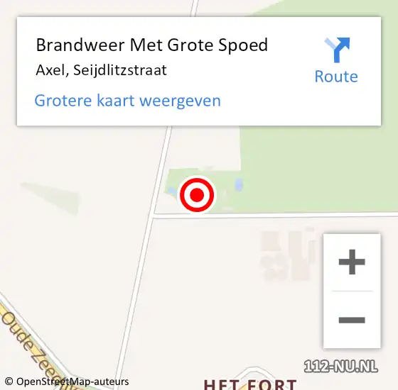 Locatie op kaart van de 112 melding: Brandweer Met Grote Spoed Naar Axel, Seijdlitzstraat op 10 augustus 2022 06:57