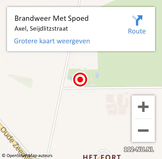 Locatie op kaart van de 112 melding: Brandweer Met Spoed Naar Axel, Seijdlitzstraat op 10 augustus 2022 07:47