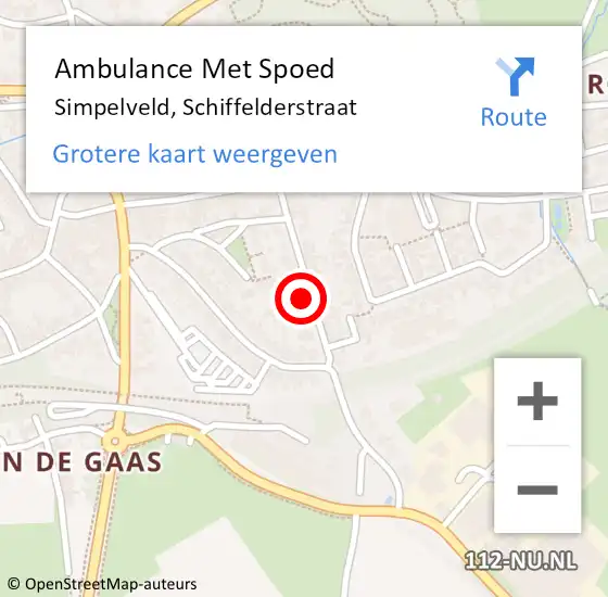 Locatie op kaart van de 112 melding: Ambulance Met Spoed Naar Simpelveld, Schiffelderstraat op 25 juli 2014 20:42