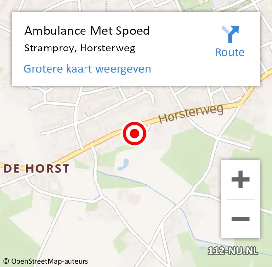 Locatie op kaart van de 112 melding: Ambulance Met Spoed Naar Stramproy, Horsterweg op 10 augustus 2022 08:40