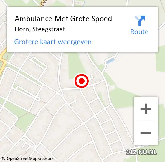 Locatie op kaart van de 112 melding: Ambulance Met Grote Spoed Naar Horn, Steegstraat op 10 augustus 2022 08:43