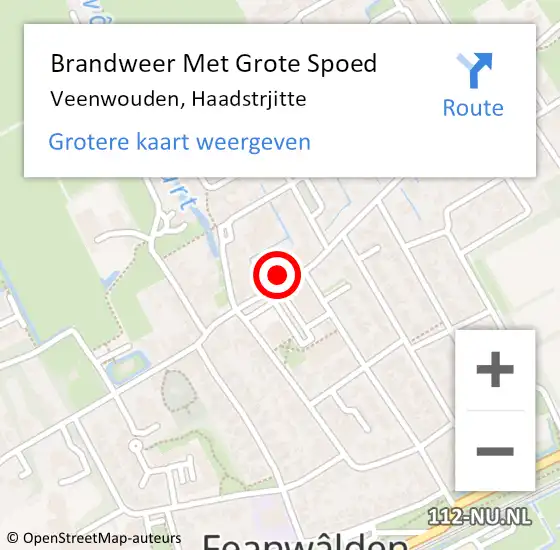 Locatie op kaart van de 112 melding: Brandweer Met Grote Spoed Naar Veenwouden, Haadstrjitte op 10 augustus 2022 08:46