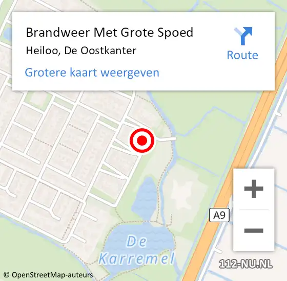 Locatie op kaart van de 112 melding: Brandweer Met Grote Spoed Naar Heiloo, De Oostkanter op 10 augustus 2022 08:47