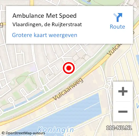Locatie op kaart van de 112 melding: Ambulance Met Spoed Naar Vlaardingen, de Ruijterstraat op 10 augustus 2022 08:57