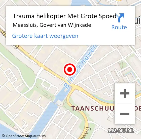 Locatie op kaart van de 112 melding: Trauma helikopter Met Grote Spoed Naar Maassluis, Govert van Wijnkade op 10 augustus 2022 09:13