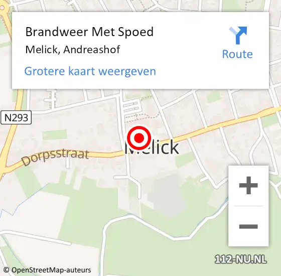 Locatie op kaart van de 112 melding: Brandweer Met Spoed Naar Melick, Andreashof op 10 augustus 2022 09:18