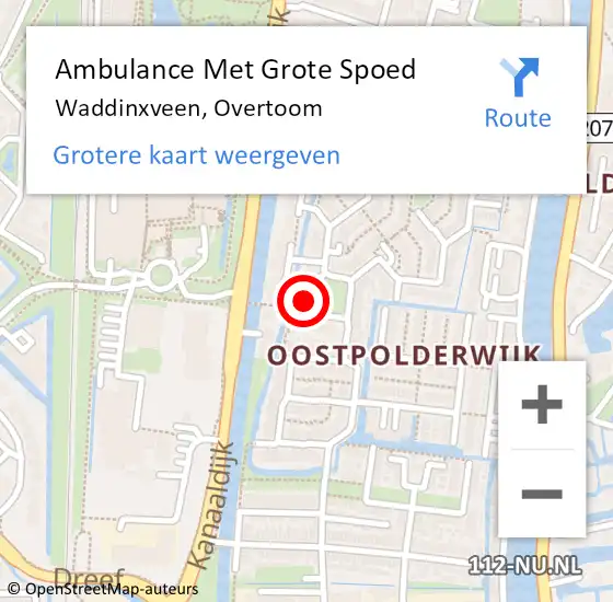 Locatie op kaart van de 112 melding: Ambulance Met Grote Spoed Naar Waddinxveen, Overtoom op 10 augustus 2022 09:43