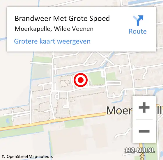 Locatie op kaart van de 112 melding: Brandweer Met Grote Spoed Naar Moerkapelle, Wilde Veenen op 10 augustus 2022 09:50