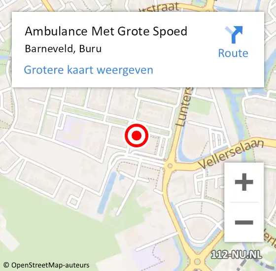 Locatie op kaart van de 112 melding: Ambulance Met Grote Spoed Naar Barneveld, Buru op 10 augustus 2022 09:55