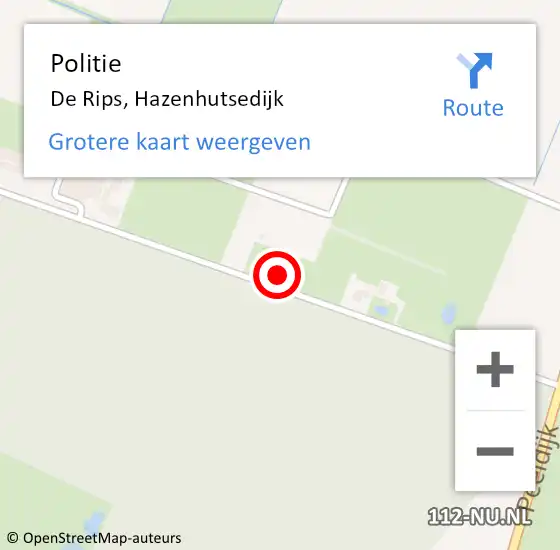 Locatie op kaart van de 112 melding: Politie De Rips, Hazenhutsedijk op 10 augustus 2022 09:59