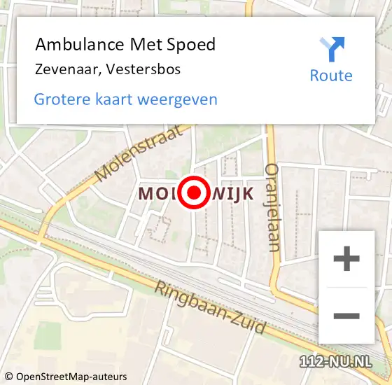 Locatie op kaart van de 112 melding: Ambulance Met Spoed Naar Zevenaar, Vestersbos op 10 augustus 2022 10:13