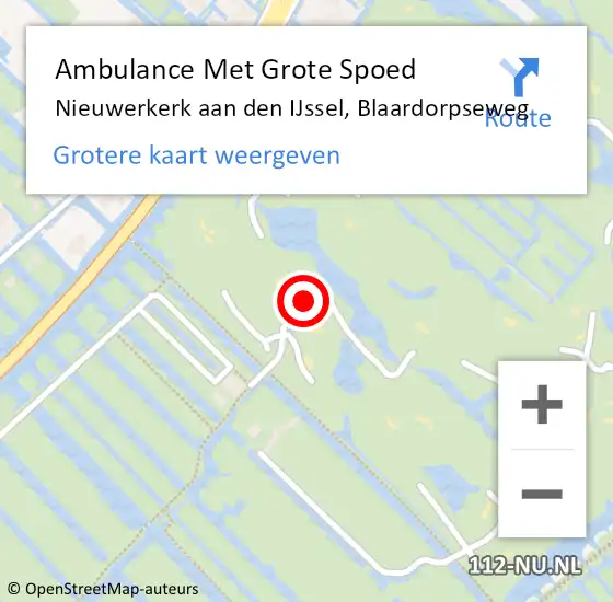 Locatie op kaart van de 112 melding: Ambulance Met Grote Spoed Naar Nieuwerkerk aan den IJssel, Blaardorpseweg op 10 augustus 2022 10:36