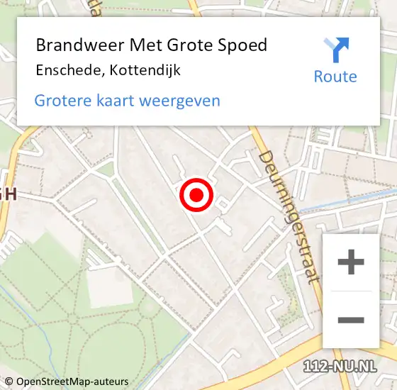 Locatie op kaart van de 112 melding: Brandweer Met Grote Spoed Naar Enschede, Kottendijk op 10 augustus 2022 10:47