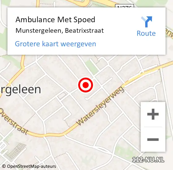 Locatie op kaart van de 112 melding: Ambulance Met Spoed Naar Munstergeleen, Beatrixstraat op 9 oktober 2013 14:50