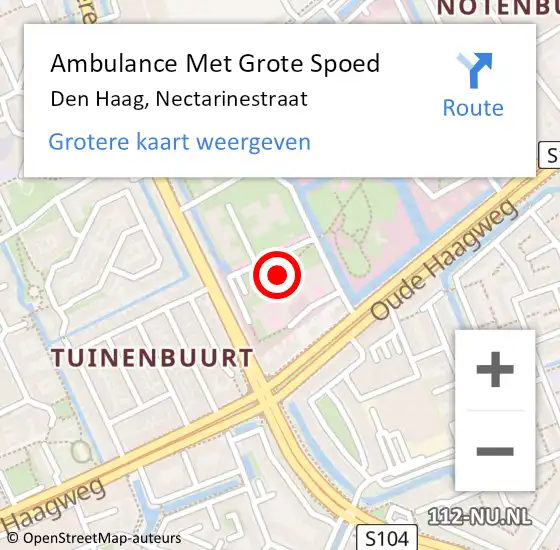 Locatie op kaart van de 112 melding: Ambulance Met Grote Spoed Naar Den Haag, Nectarinestraat op 10 augustus 2022 11:04