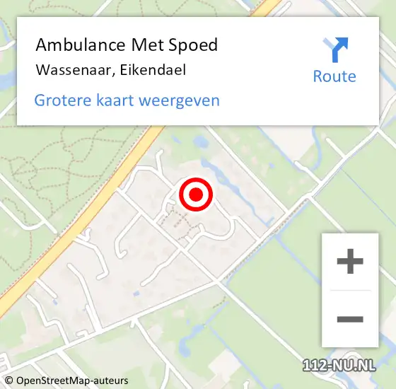 Locatie op kaart van de 112 melding: Ambulance Met Spoed Naar Wassenaar, Eikendael op 10 augustus 2022 11:31