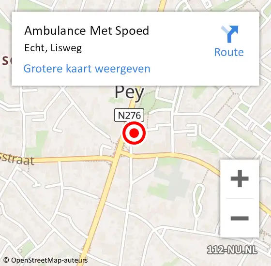 Locatie op kaart van de 112 melding: Ambulance Met Spoed Naar Echt, Lisweg op 10 augustus 2022 11:45