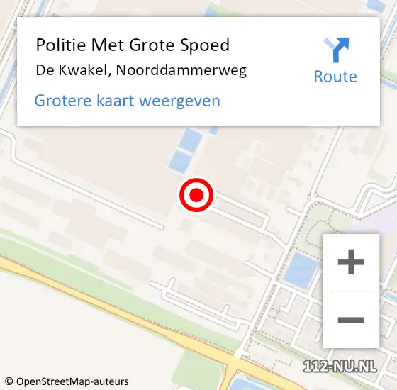 Locatie op kaart van de 112 melding: Politie Met Grote Spoed Naar De Kwakel, Noorddammerweg op 10 augustus 2022 11:45