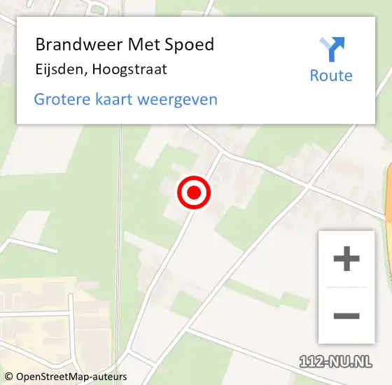 Locatie op kaart van de 112 melding: Brandweer Met Spoed Naar Eijsden, Hoogstraat op 10 augustus 2022 11:46