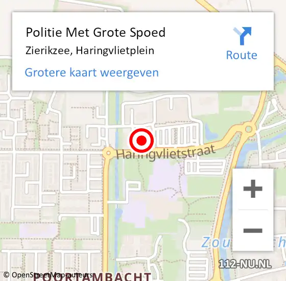 Locatie op kaart van de 112 melding: Politie Met Grote Spoed Naar Zierikzee, Haringvlietplein op 10 augustus 2022 11:54