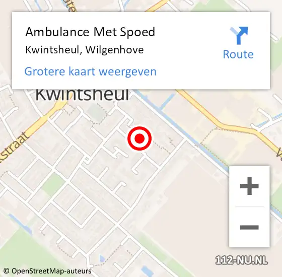 Locatie op kaart van de 112 melding: Ambulance Met Spoed Naar Kwintsheul, Wilgenhove op 10 augustus 2022 12:27