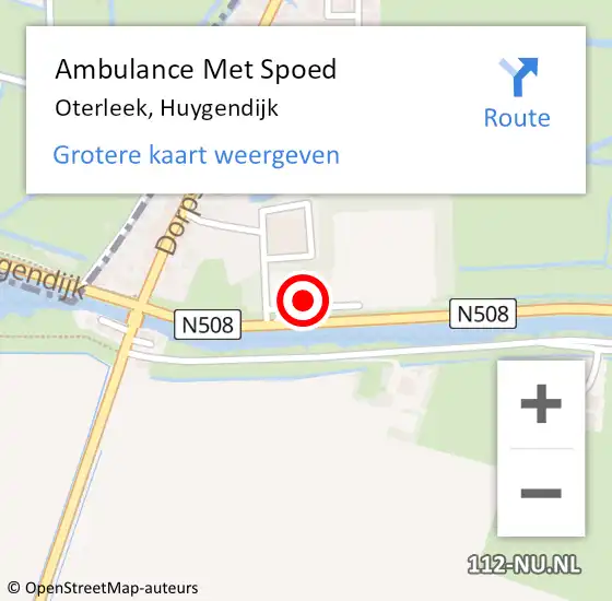 Locatie op kaart van de 112 melding: Ambulance Met Spoed Naar Oterleek, Huygendijk op 10 augustus 2022 12:44