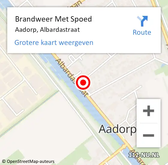 Locatie op kaart van de 112 melding: Brandweer Met Spoed Naar Aadorp, Albardastraat op 10 augustus 2022 12:53