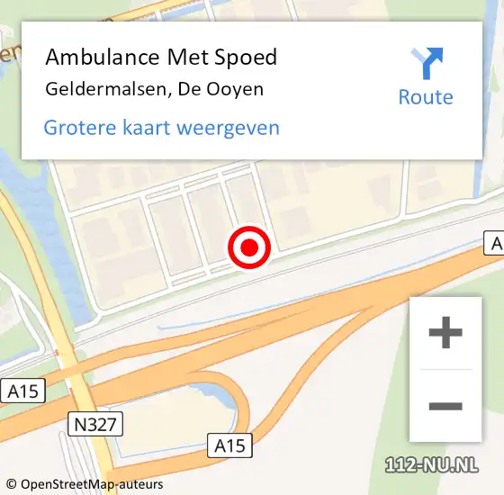 Locatie op kaart van de 112 melding: Ambulance Met Spoed Naar Geldermalsen, De Ooyen op 10 augustus 2022 13:01