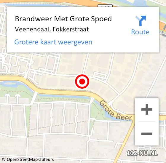 Locatie op kaart van de 112 melding: Brandweer Met Grote Spoed Naar Veenendaal, Fokkerstraat op 10 augustus 2022 13:06