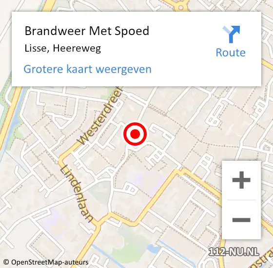 Locatie op kaart van de 112 melding: Brandweer Met Spoed Naar Lisse, Heereweg op 10 augustus 2022 13:12