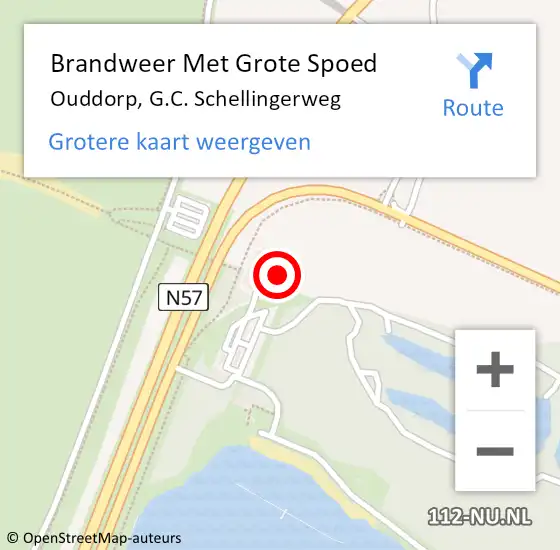 Locatie op kaart van de 112 melding: Brandweer Met Grote Spoed Naar Ouddorp, G.C. Schellingerweg op 10 augustus 2022 13:18