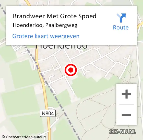 Locatie op kaart van de 112 melding: Brandweer Met Grote Spoed Naar Hoenderloo, Paalbergweg op 10 augustus 2022 13:50