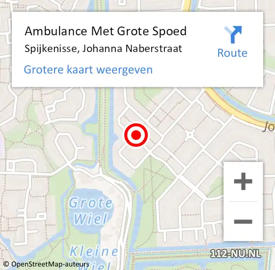 Locatie op kaart van de 112 melding: Ambulance Met Grote Spoed Naar Spijkenisse, Johanna Naberstraat op 10 augustus 2022 13:54