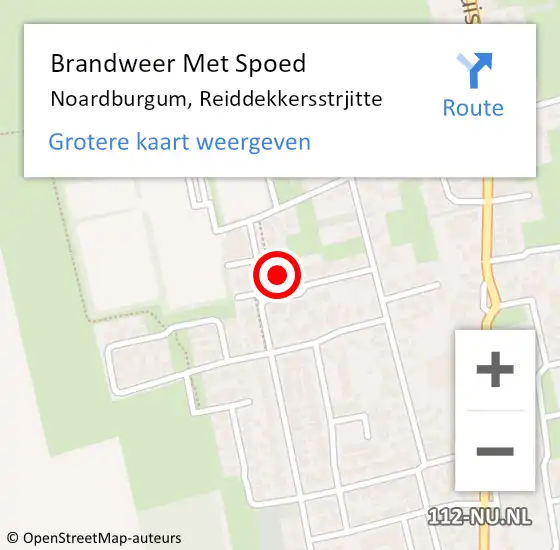 Locatie op kaart van de 112 melding: Brandweer Met Spoed Naar Noardburgum, Reiddekkersstrjitte op 10 augustus 2022 14:09