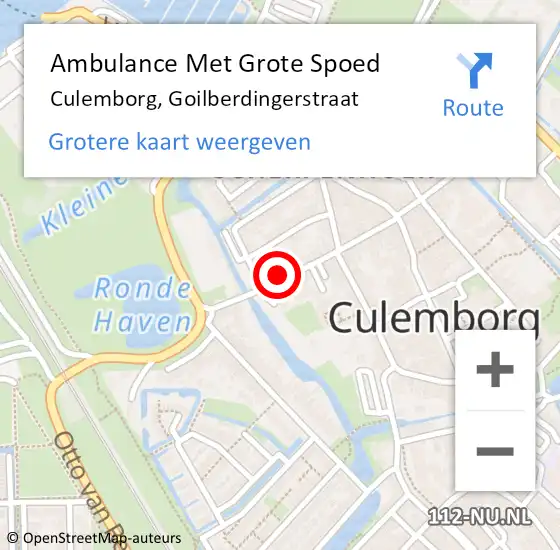 Locatie op kaart van de 112 melding: Ambulance Met Grote Spoed Naar Culemborg, Goilberdingerstraat op 10 augustus 2022 14:37