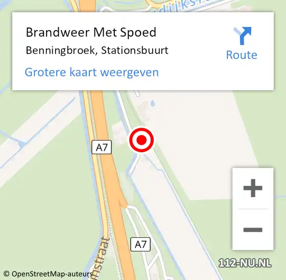 Locatie op kaart van de 112 melding: Brandweer Met Spoed Naar Benningbroek, Stationsbuurt op 10 augustus 2022 15:01