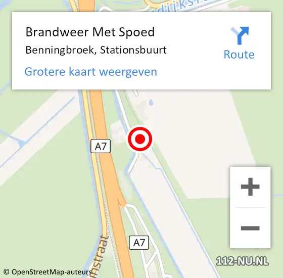 Locatie op kaart van de 112 melding: Brandweer Met Spoed Naar Benningbroek, Stationsbuurt op 10 augustus 2022 15:05