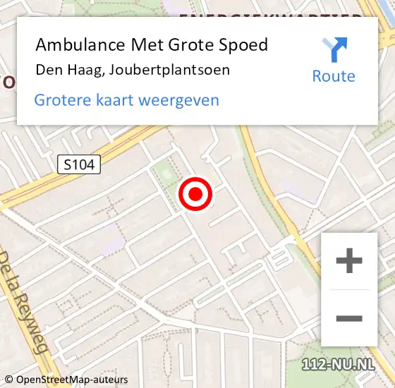 Locatie op kaart van de 112 melding: Ambulance Met Grote Spoed Naar Den Haag, Joubertplantsoen op 10 augustus 2022 15:17