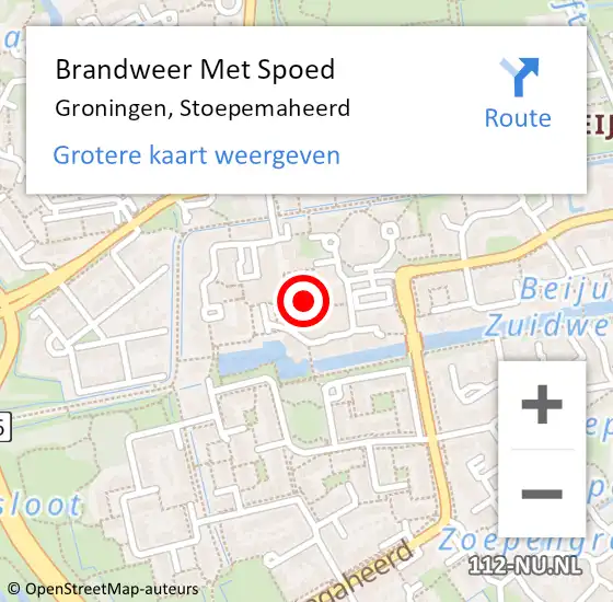 Locatie op kaart van de 112 melding: Brandweer Met Spoed Naar Groningen, Stoepemaheerd op 10 augustus 2022 15:53