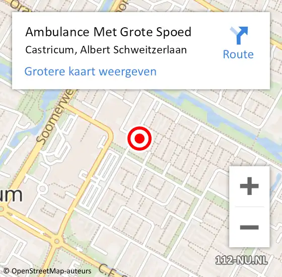 Locatie op kaart van de 112 melding: Ambulance Met Grote Spoed Naar Castricum, Albert Schweitzerlaan op 10 augustus 2022 15:56
