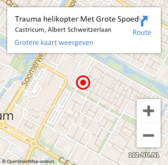 Locatie op kaart van de 112 melding: Trauma helikopter Met Grote Spoed Naar Castricum, Albert Schweitzerlaan op 10 augustus 2022 15:57