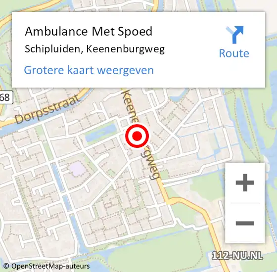 Locatie op kaart van de 112 melding: Ambulance Met Spoed Naar Schipluiden, Keenenburgweg op 10 augustus 2022 16:04