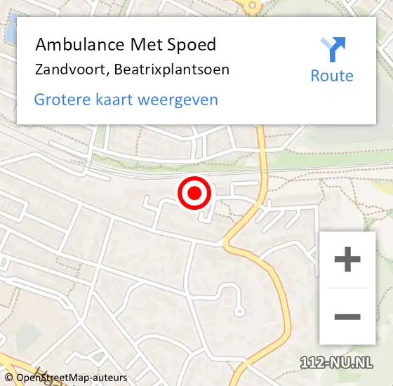 Locatie op kaart van de 112 melding: Ambulance Met Spoed Naar Zandvoort, Beatrixplantsoen op 10 augustus 2022 16:06