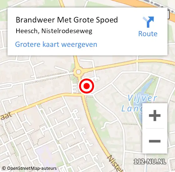 Locatie op kaart van de 112 melding: Brandweer Met Grote Spoed Naar Heesch, Nistelrodeseweg op 10 augustus 2022 16:09