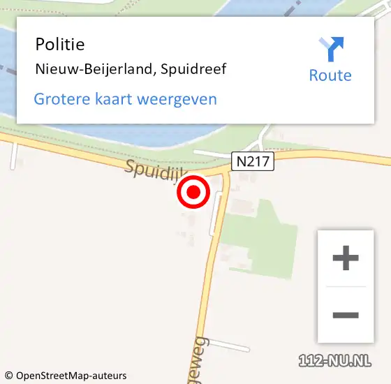 Locatie op kaart van de 112 melding: Politie Nieuw-Beijerland, Spuidreef op 10 augustus 2022 16:09