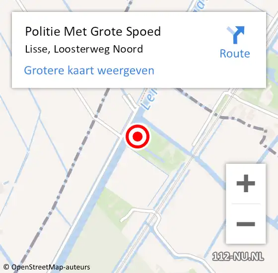 Locatie op kaart van de 112 melding: Politie Met Grote Spoed Naar Lisse, Loosterweg Noord op 10 augustus 2022 16:11