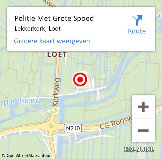 Locatie op kaart van de 112 melding: Politie Met Grote Spoed Naar Lekkerkerk, Loet op 10 augustus 2022 16:13