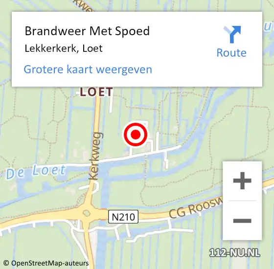 Locatie op kaart van de 112 melding: Brandweer Met Spoed Naar Lekkerkerk, Loet op 10 augustus 2022 16:15